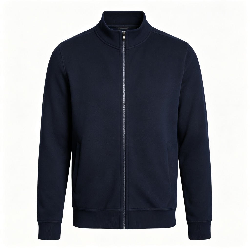 Navy Stand Collar Zip Up Sweatshirt – Bild 2