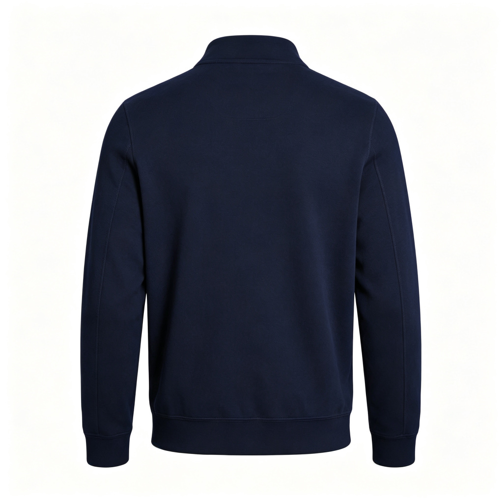 Navy Stand Collar Zip Up Sweatshirt – Bild 3