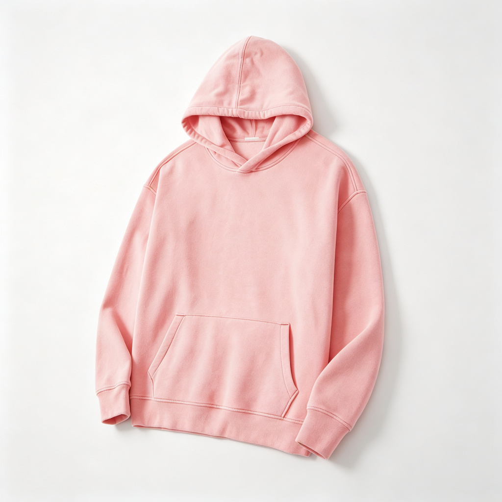 Pink Drop Shoulder Hooded Sweatshirt