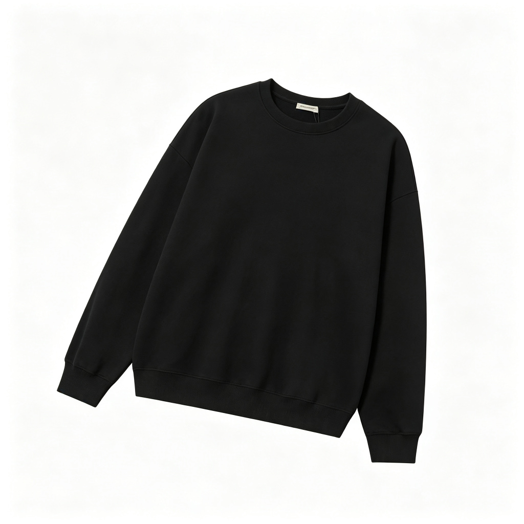 Black Drop Shoulder Crew Neck Sweatshirt