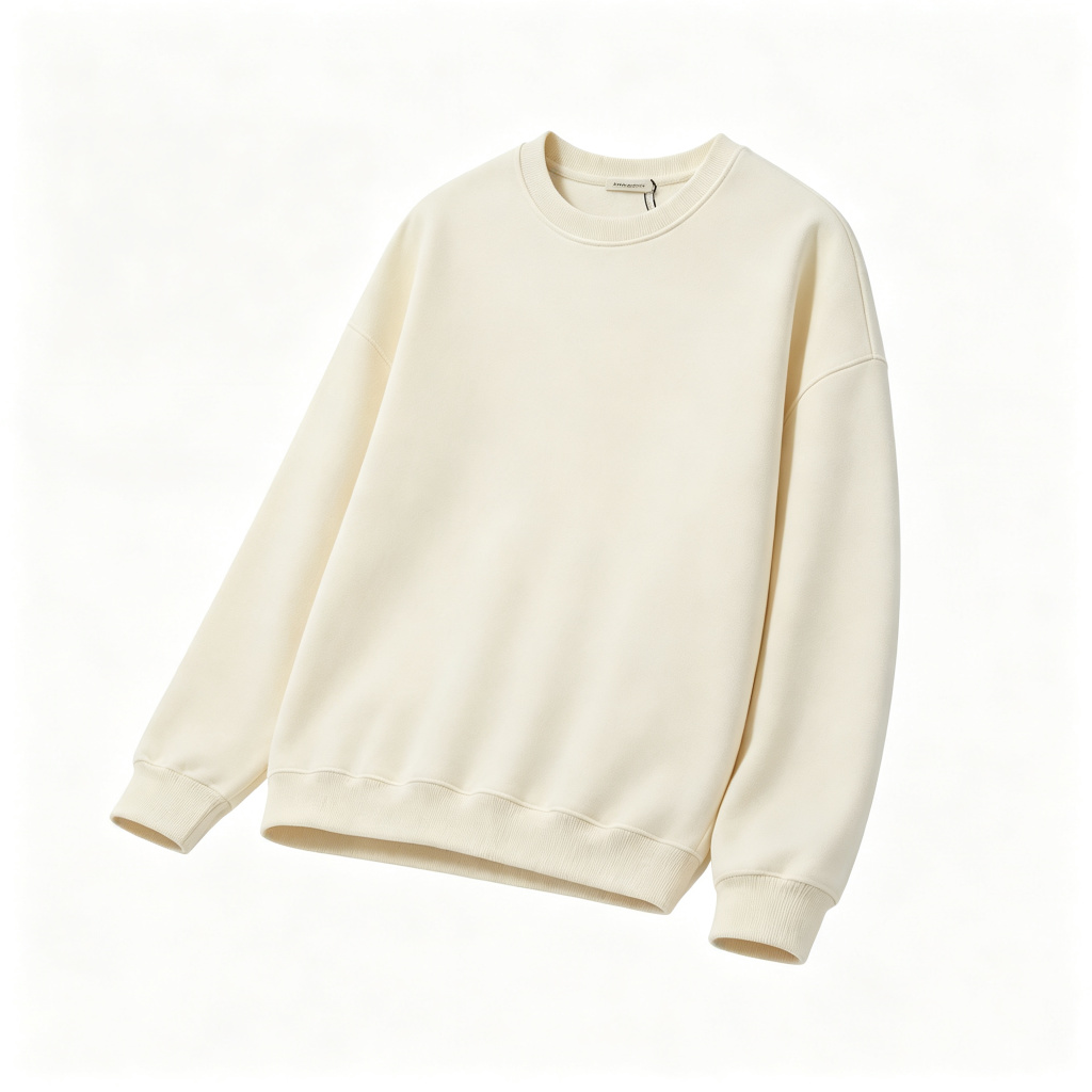 Off White Drop Shoulder Crew Neck Sweatshirt