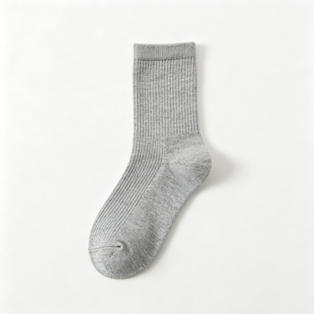 Gray Cotton Crew Length Socks – Bild 2