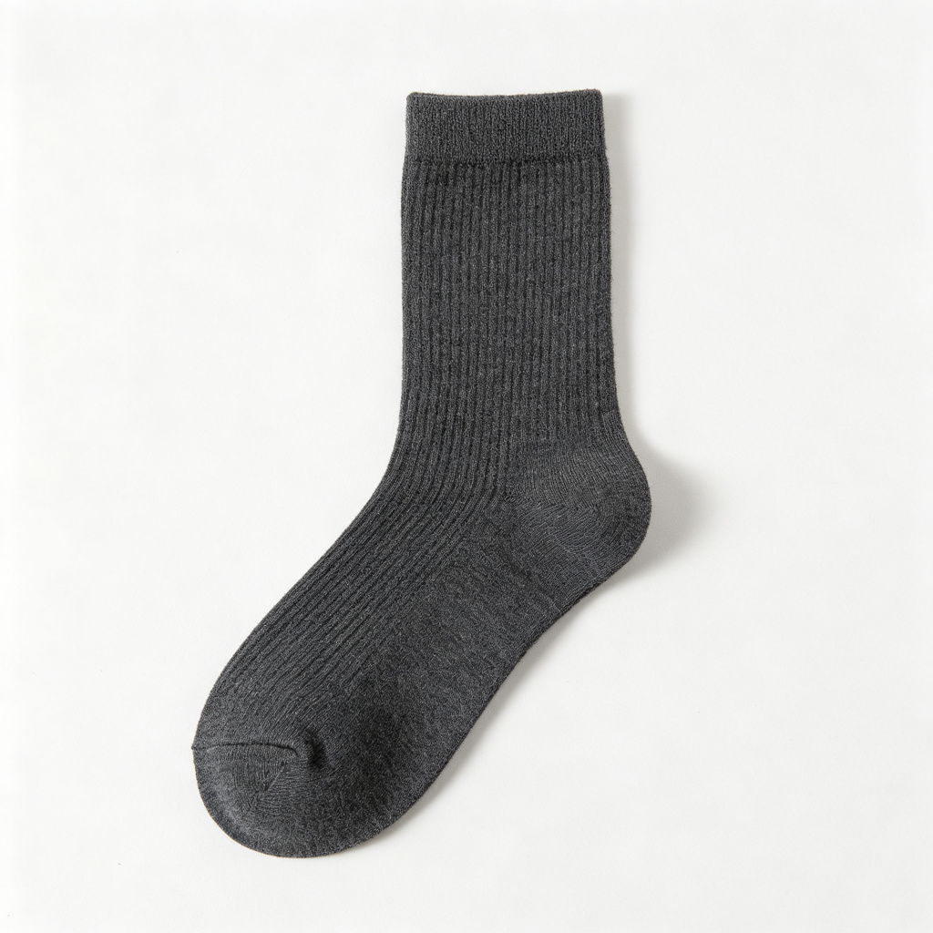 Dark Gray Cotton Crew Length Socks