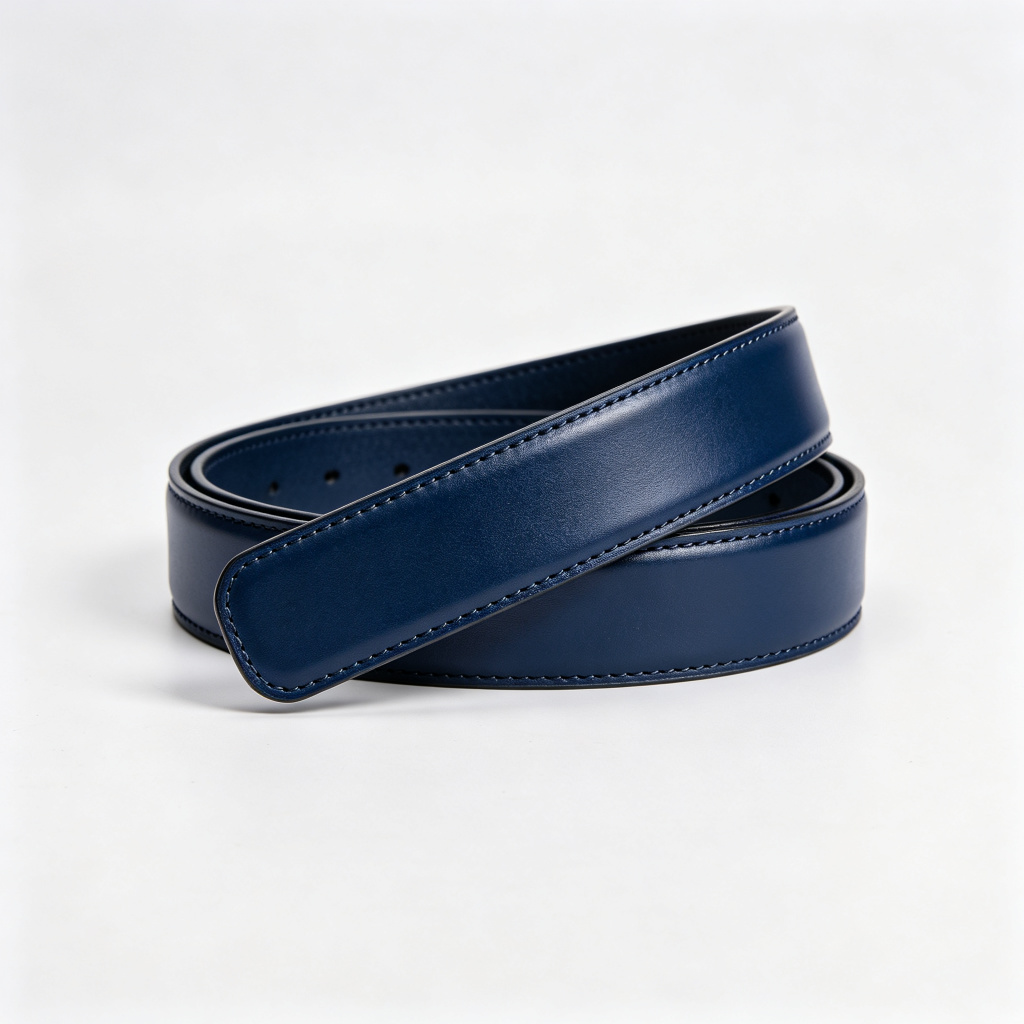 Dark Blue Leather Belt