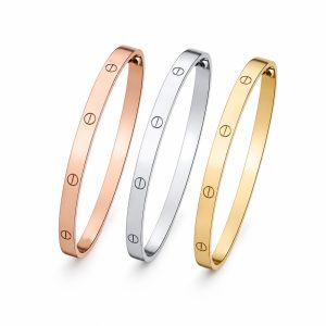 Three Tone Slim Screw Bracelet Set