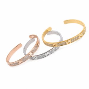 Three Tone Crystal Slim Bracelet Set