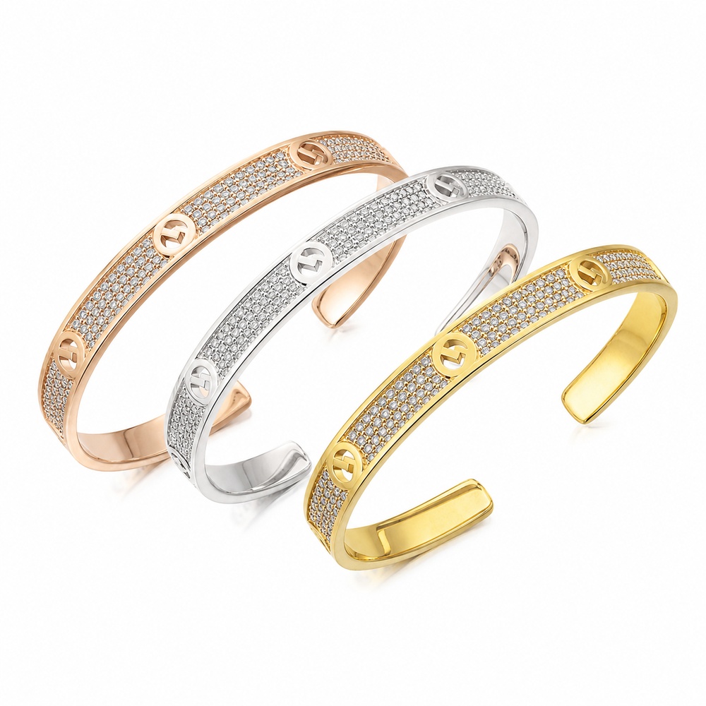 Three Tone Crystal Slim Bracelet Set – Bild 2