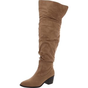 Zivia Overknee-Stiefel – Velourslederimitat, weiter Wadenschaft