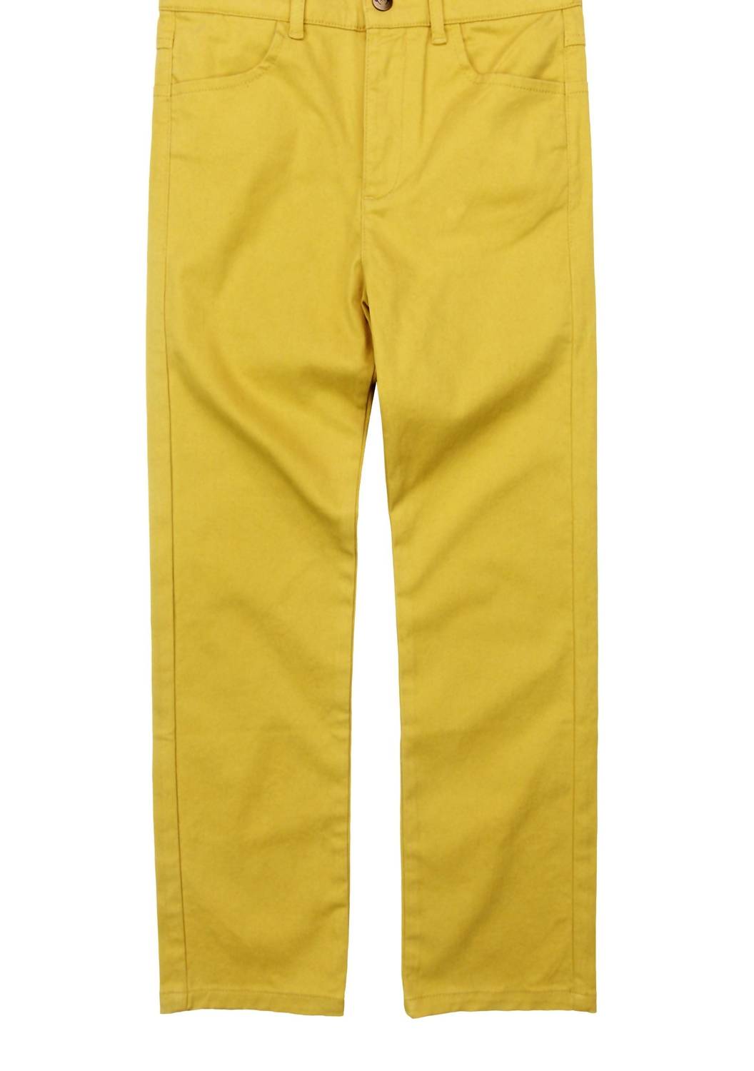 Goldfarbene schmal geschnittene Twillhose