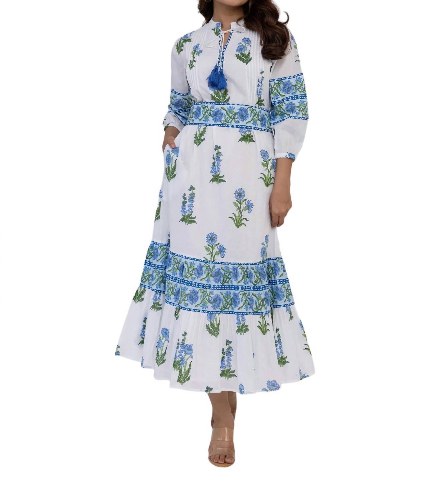 Ascot Maxikleid im Design Wildflower Blue