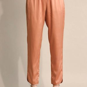 Satin-Hose mit geradem Bein in Rose Clay