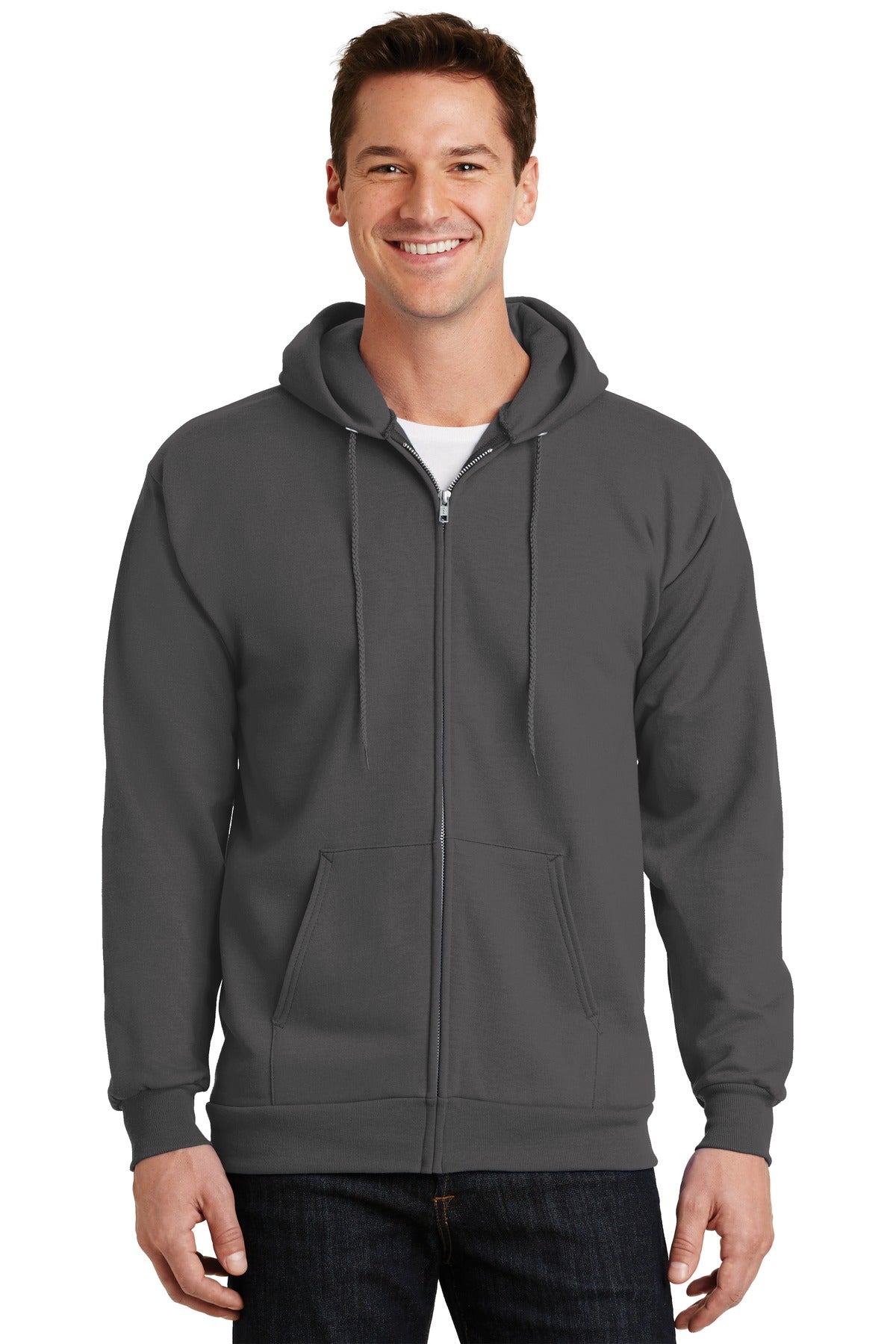 Port & Company Essential Herren-Fleece-Kapuzenjacke mit durchgehendem Reißverschluss