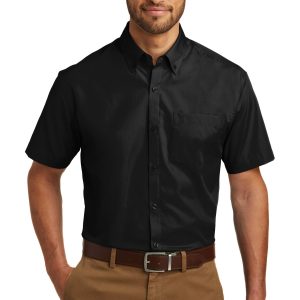 Port Authority Carefree kurzärmeliges Herren-Popelinehemd – W101