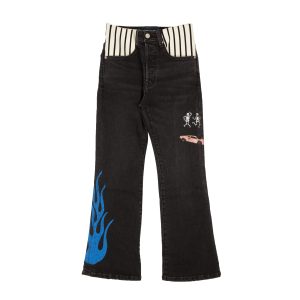 Lost Daze gestreifte Jeans mit Elasthanbund in Schwarz