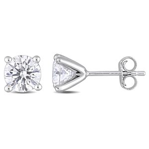 Mimi & Max 2ct DEW Ohrringe – synthetischer Moissanit, Sterlingsilber, Solitär