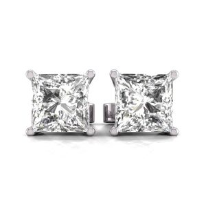 Diana M Lab 14KT WG 1.50ct TW LGD Princess Ohrring