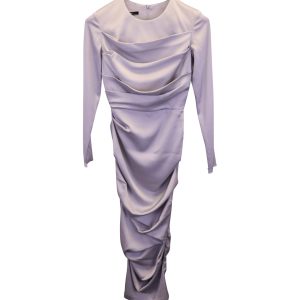Alex Perry Calder gerafftes Midikleid aus grauem Satin