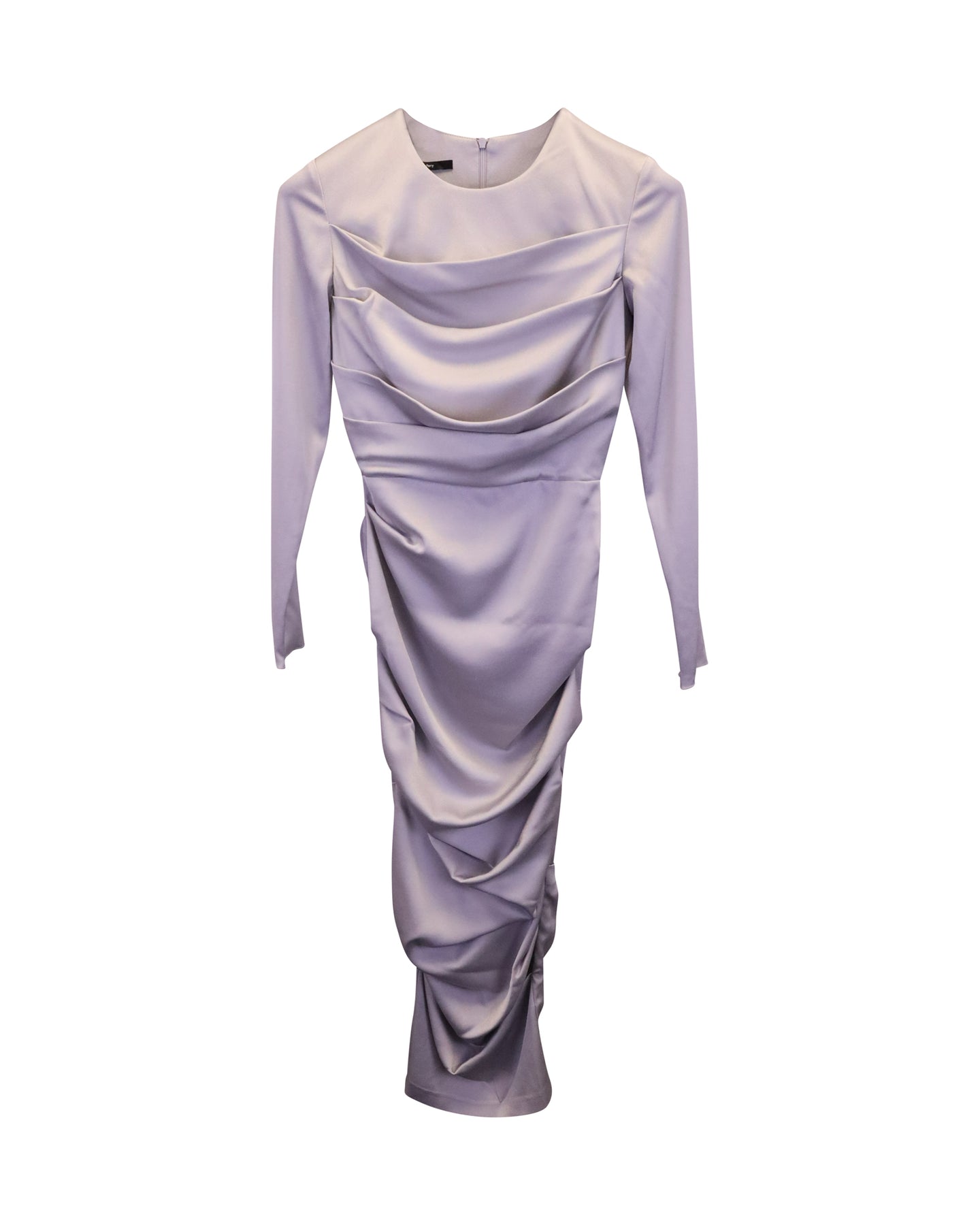 Alex Perry Calder gerafftes Midikleid aus grauem Satin