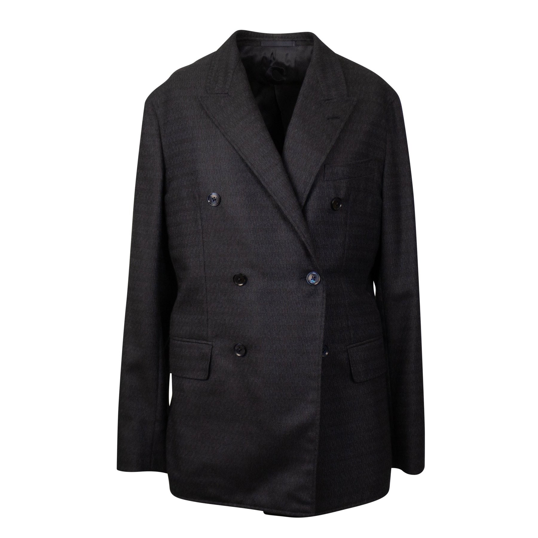 Marineblauer zweireihiger Seidenblazer