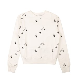 Off-White C/O Virgil Abloh OW Allover schmal geschnittenes Rundhals-Sweatshirt in Weiß/Schwarz