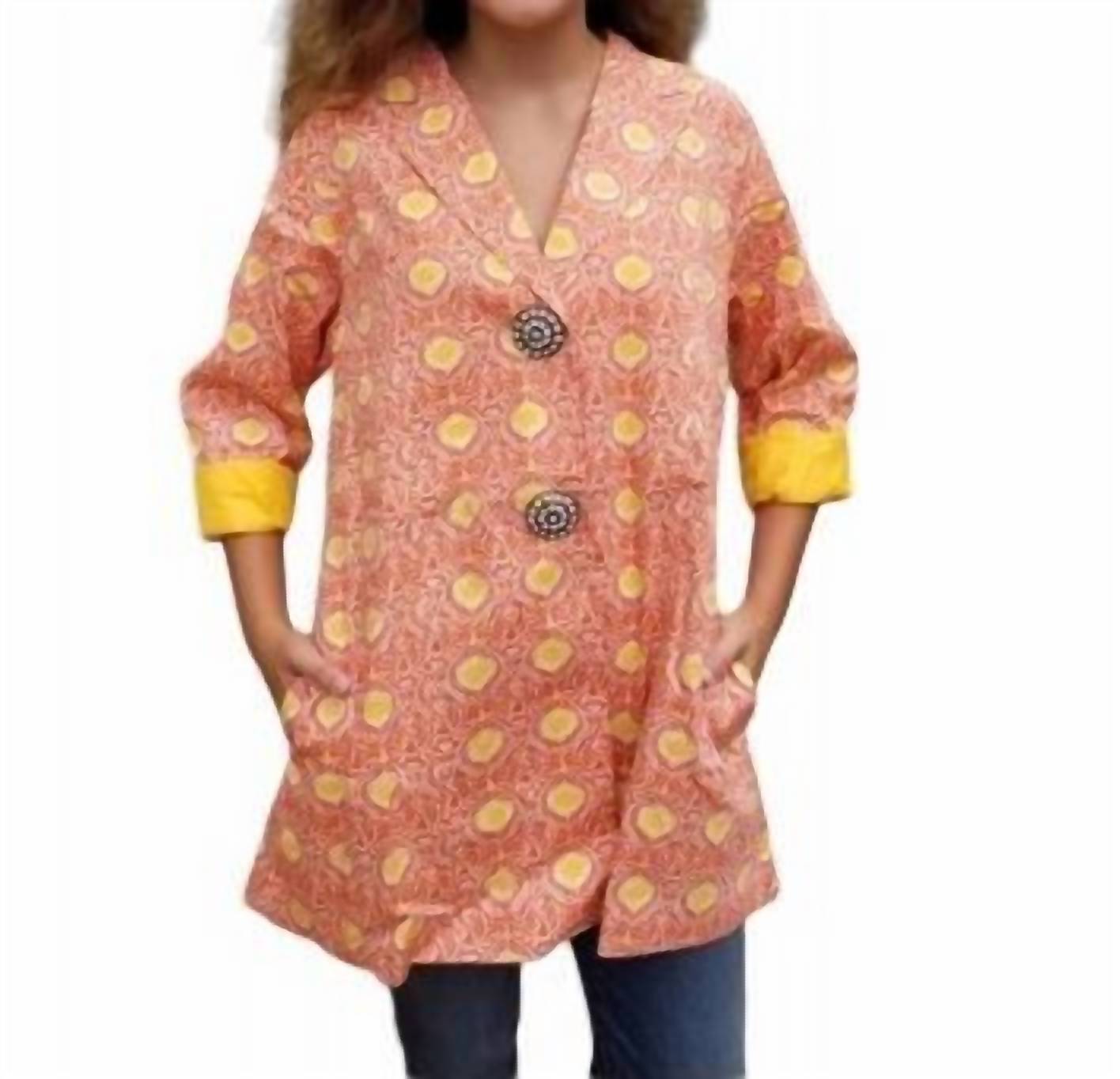 Jacke – Medaillonmuster, Gelb, Orange