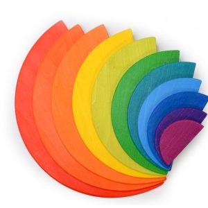 11-teilige große Holz-Regenbogen-Stapelhalbkreise und Bauplatten in Grundfarben