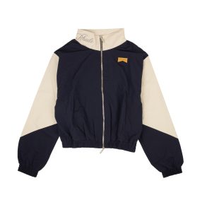 Marineblaue Flight Trainingsjacke aus Nylon mit gesticktem Logo