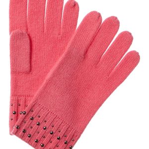 Forte Cashmere modische Kaschmirhandschuhe mit Nieten