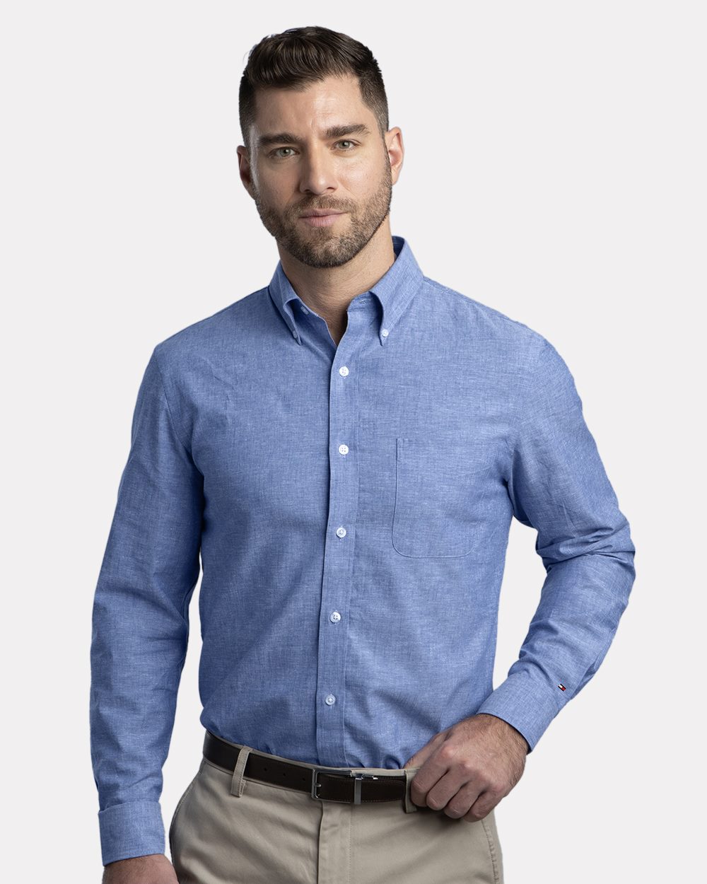 Tommy Hilfiger Herren-Hemd – Baumwolle, Leinen