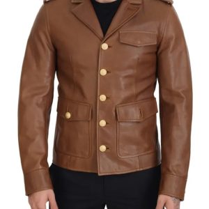 Dolce & Gabbana Herren-Blouson aus Kalbsleder mit Knopfleiste, gebraucht