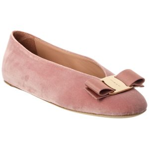 Ferragamo Vara flacher Schuh – Samt, Schleife