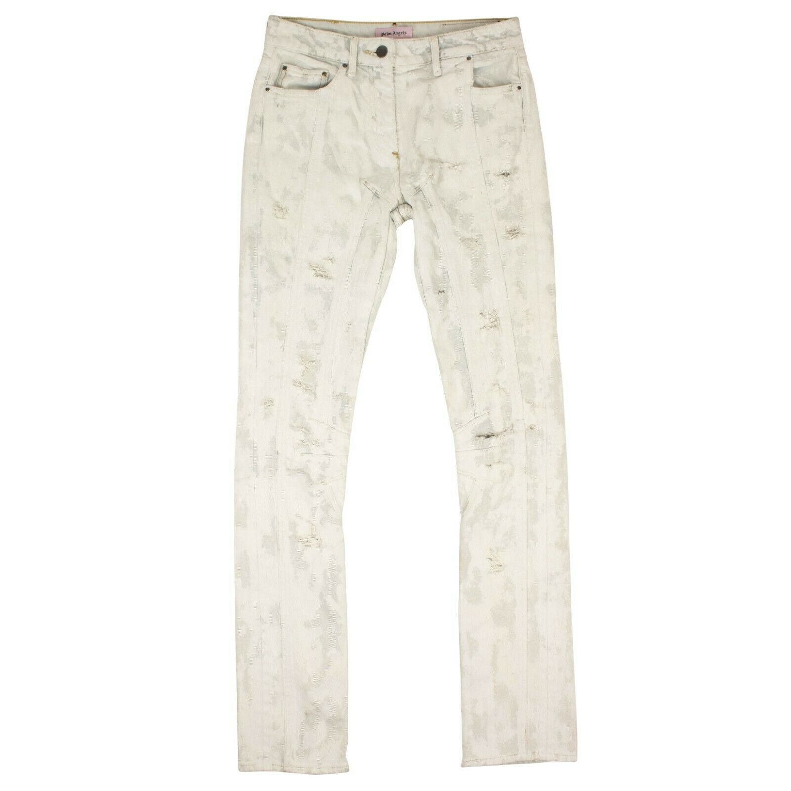 Jeans – Used-Optik, Batikmuster, Damen, Weiß, Blau