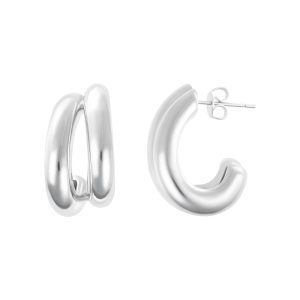 Double Backs Creolen – versilbert, Kugelmotiv