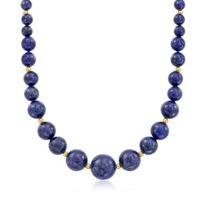 Ross-Simons Halskette mit abgestuften Lapislazuli-Perlen, 6–13 mm, und 14 kt Gelbgold