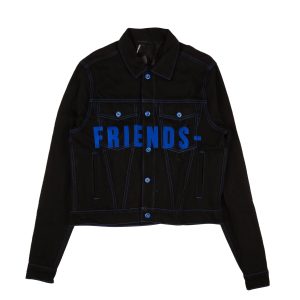 Vlone Friends Jacke mit Stickerei und V-Grafik in Schwarz-Blau