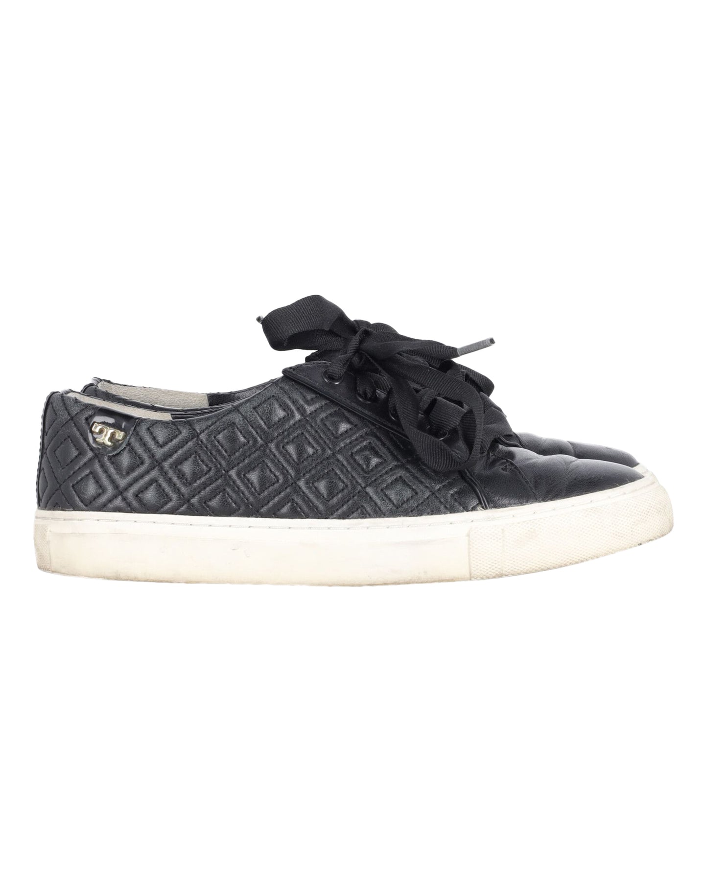 Tory Burch Marion gesteppte Sneaker aus schwarzem Leder