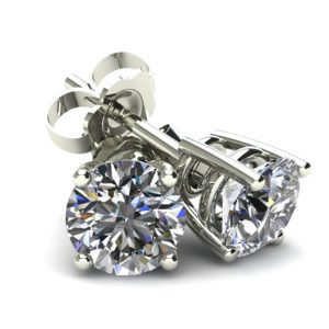 Ohrstecker aus 14-karätigem Gold mit natürlichen Diamanten im runden Brillantschliff und Körbchenfassung – 1/3 ct