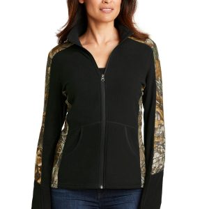 Port Authority L230C Jacke – Mikrofleece, Tarnmuster, durchgehender Reißverschluss, Damen