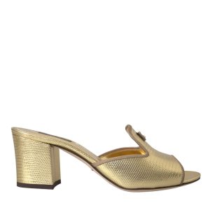 Dolce & Gabbana Damen-Lederpantoletten mit Absatz