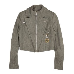 Medal Blazer – Nadelstreifen, Reißverschluss, Grau