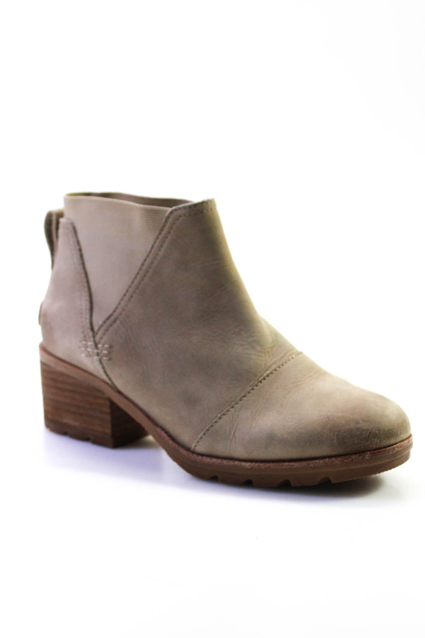 Sorel Stiefeletten – Blockabsatz, runde Zehenpartie, zum Hineinschlüpfen, Damen, Veloursleder, Braun