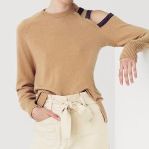 Camel Pullover – Schulter-Cut-outs, verziert