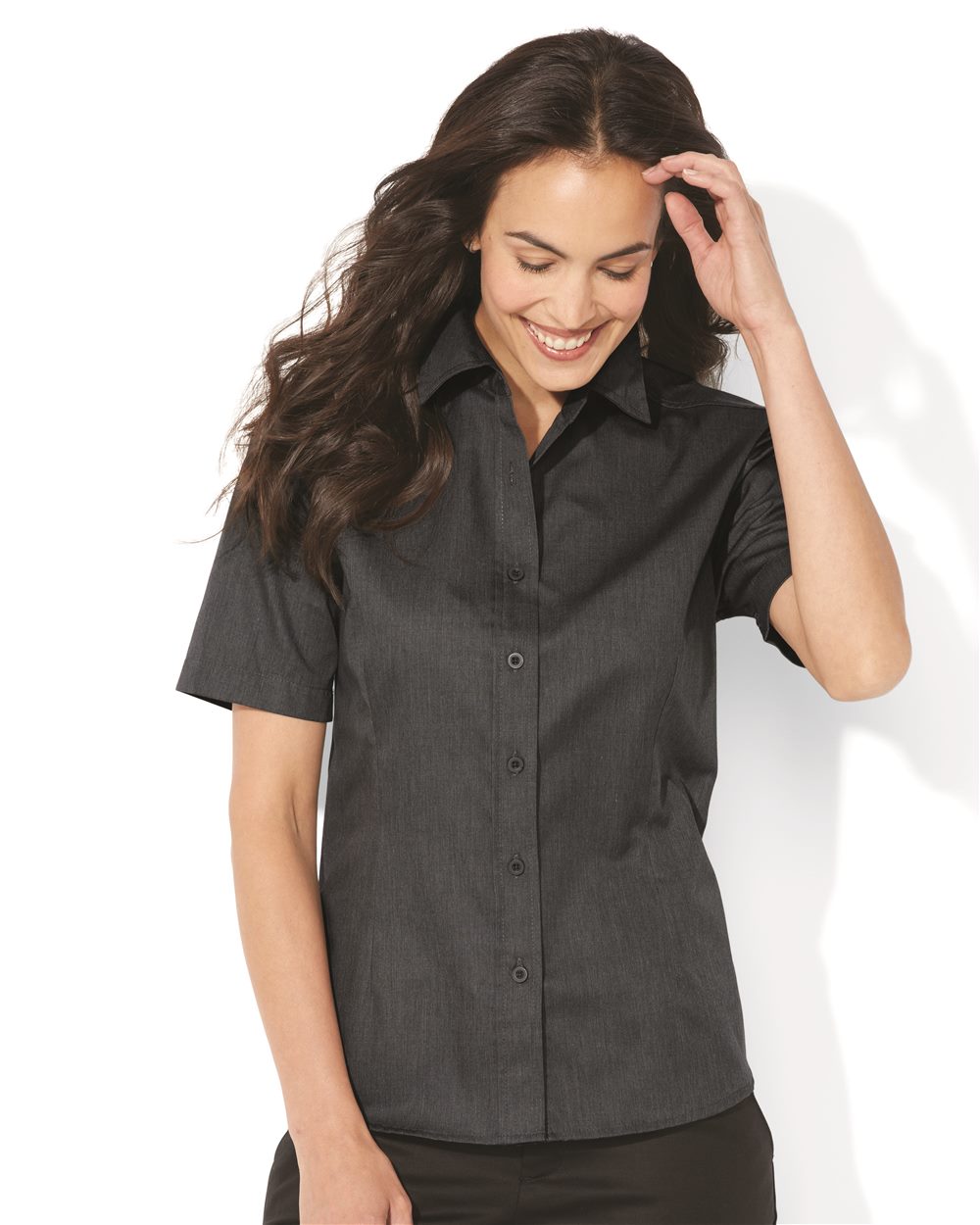 FeatherLite fleckenabweisendes tailliertes Damen-Kurzarmhemd aus Twill