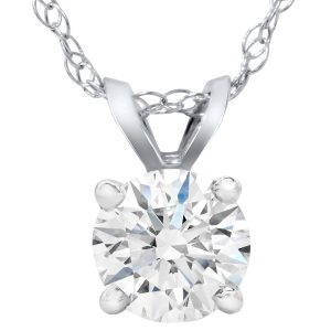 Zertifizierter Solitäranhänger mit rundem, im Labor gezüchtetem Diamanten, 1 1/2 ct, 14 K Weißgold