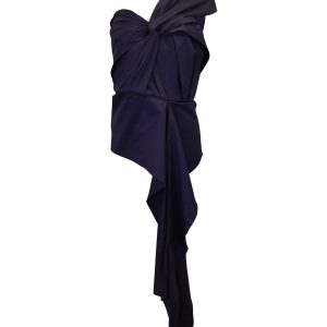 Johanna Ortiz The Art of Dancing One-Shoulder-Oberteil aus marineblauer Baumwolle mit Knotendetail