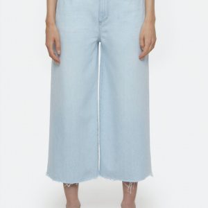 Lyna weit geschnittene verkürzte Jeans – Hellblau