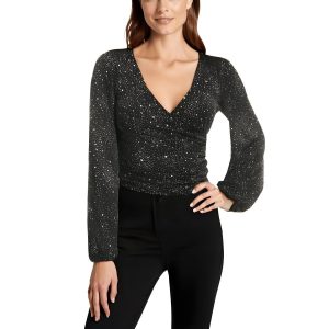 Bee Darlin metallisches Nylon-Top in Wickeloptik