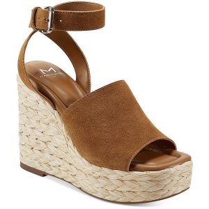 Nelly geflochtene Veloursleder-Sandalen mit Keilabsatz