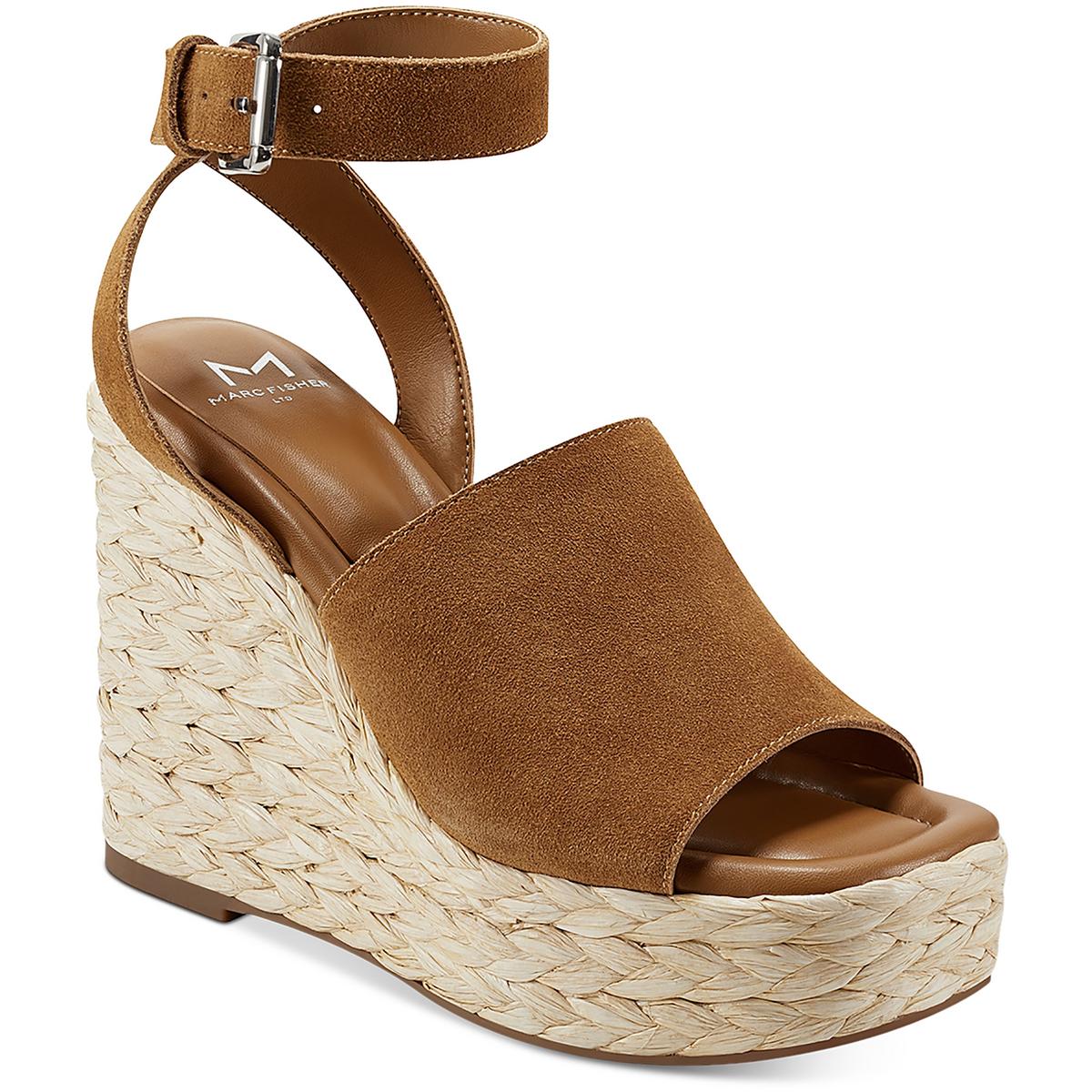 Nelly geflochtene Veloursleder-Sandalen mit Keilabsatz