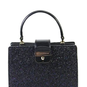 Kate Spade Tasche – Tragegriff, goldfarben, Leder, Glitzer, Damen, Kette, Schwarz, Riemen